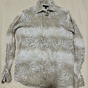 Club Room: Linen beige and white long sleeve shirt